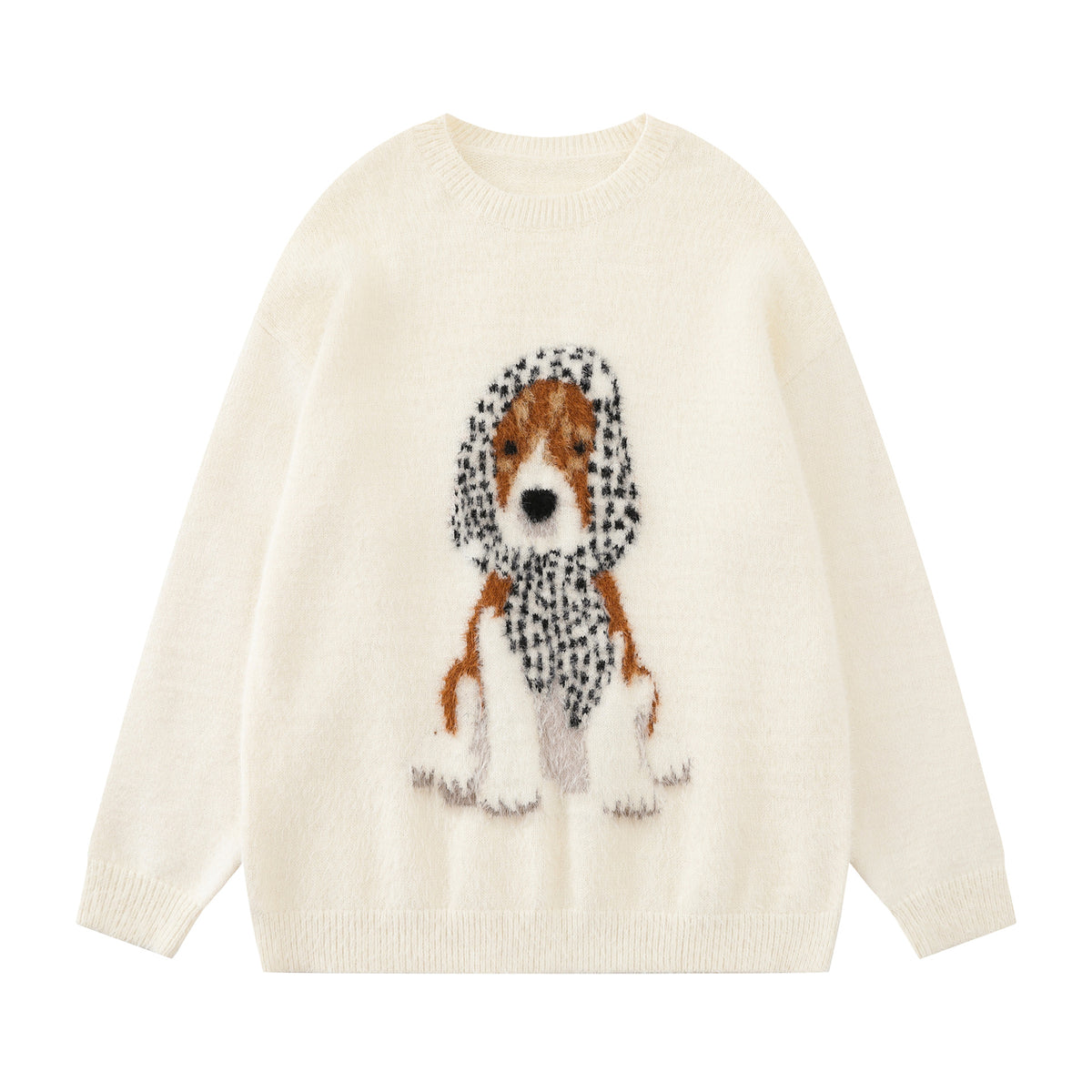 Dog jacquard headscarf sweater