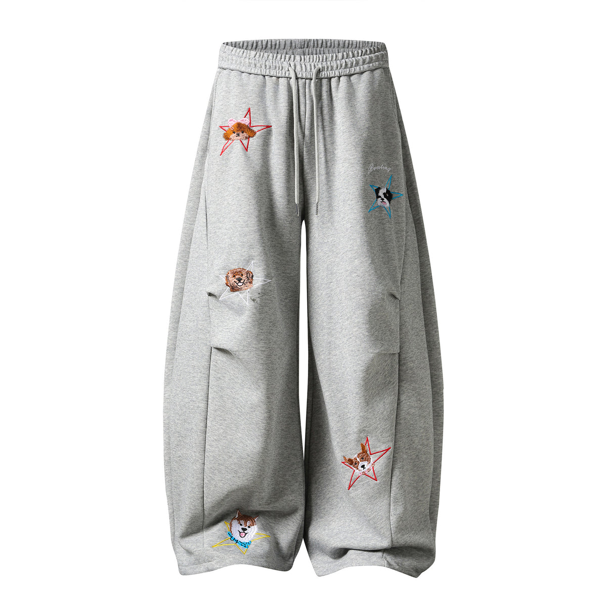 Retro star dog embroidered casual sweatpants