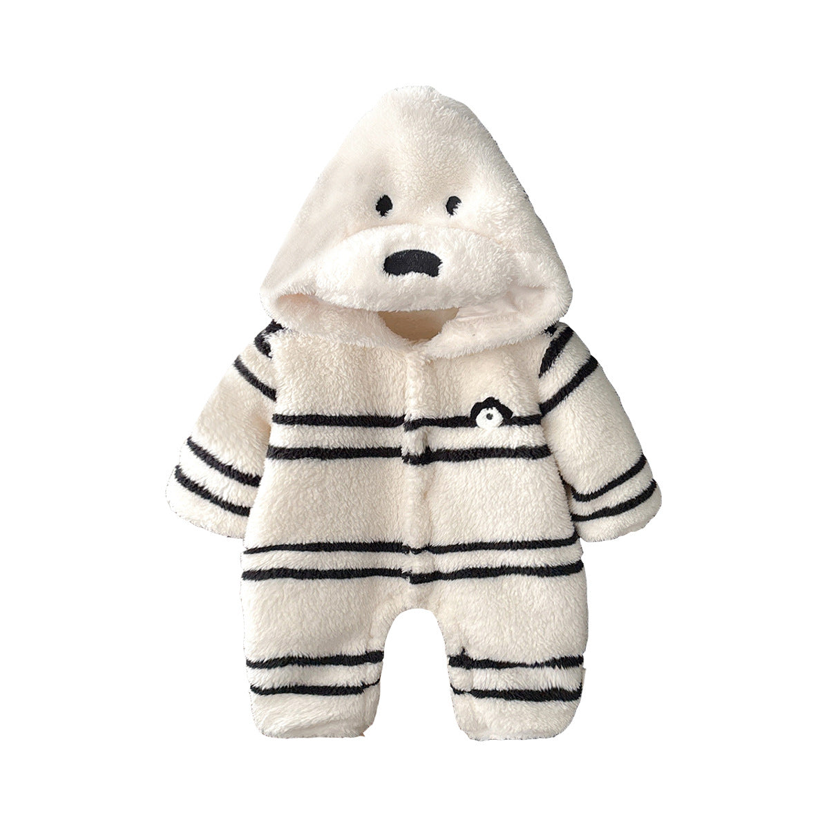 Striped Dog Onesie Cartoon Fleece Outerwear for Toddlers