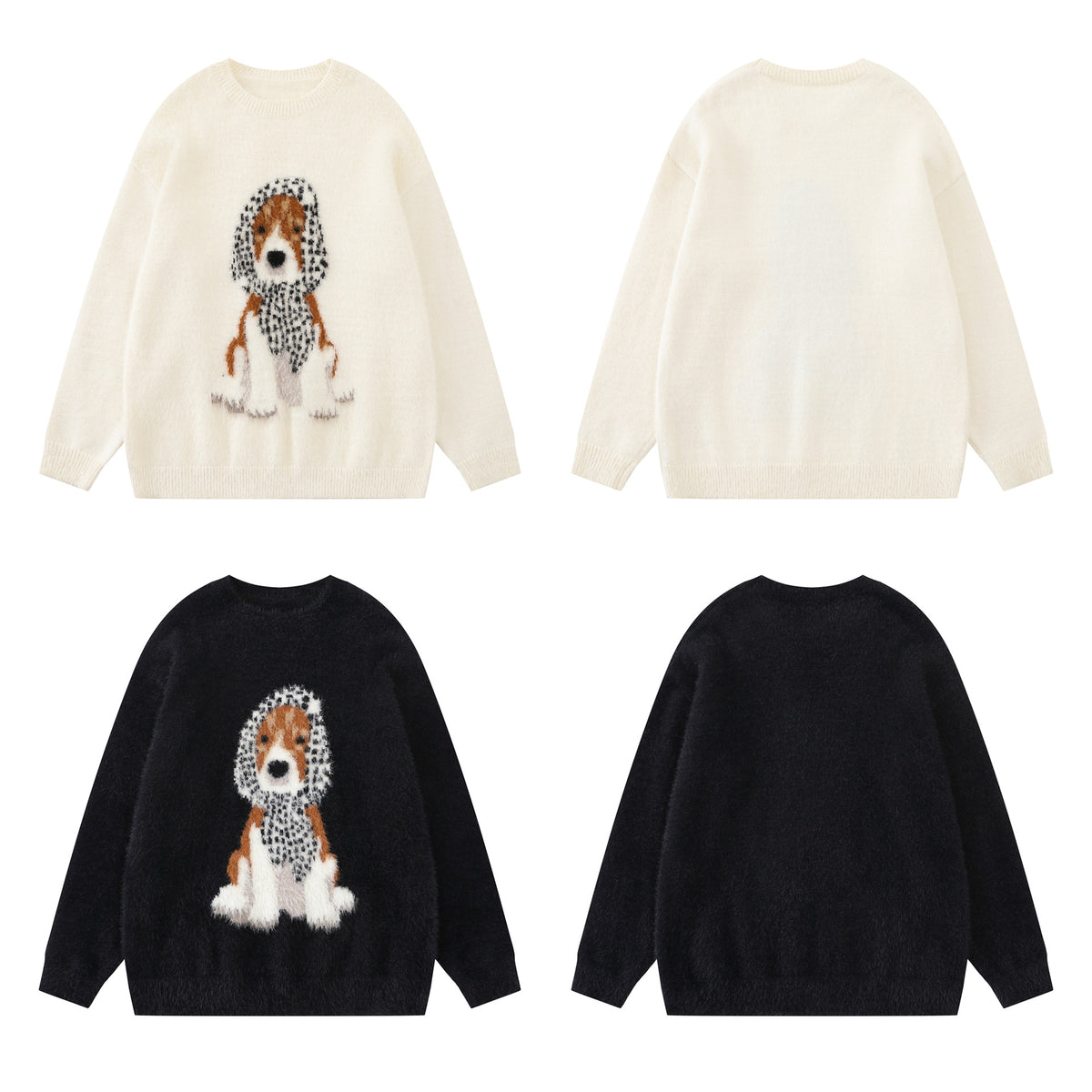 Dog jacquard headscarf sweater