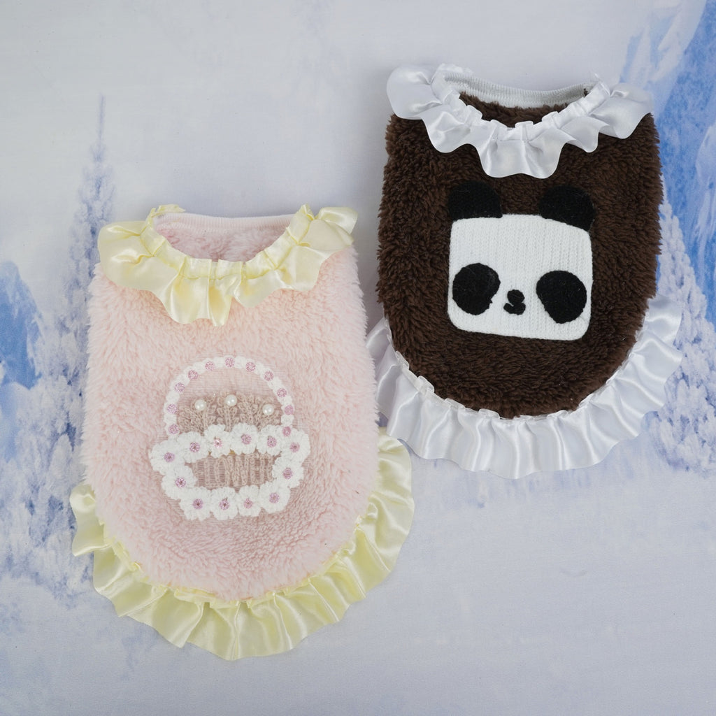 Flannel tea cup dog small milk dog cat pet clothing vest cartoon princess cute cartoon