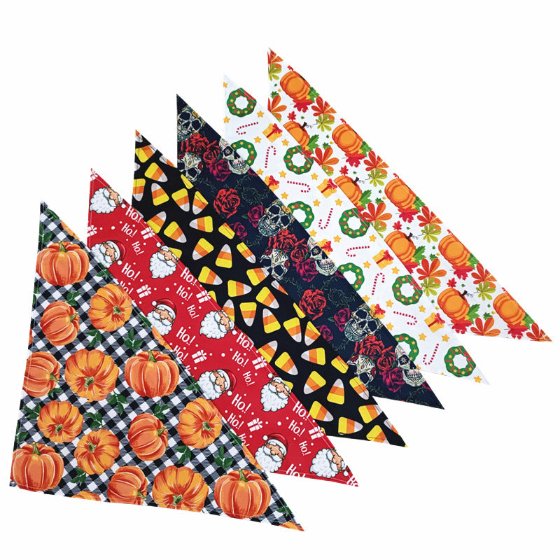 Christmas Dog Slobber Scarf Valentine's Day Pet Triangle Scarf Thanksgiving Day Dog And Cat Bib