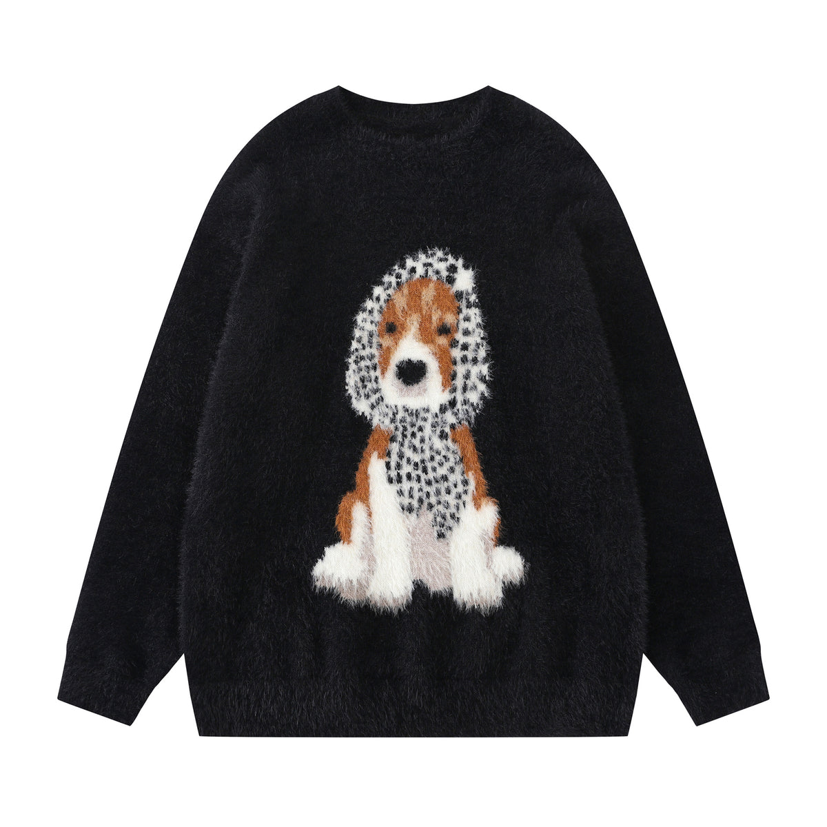 Dog jacquard headscarf sweater