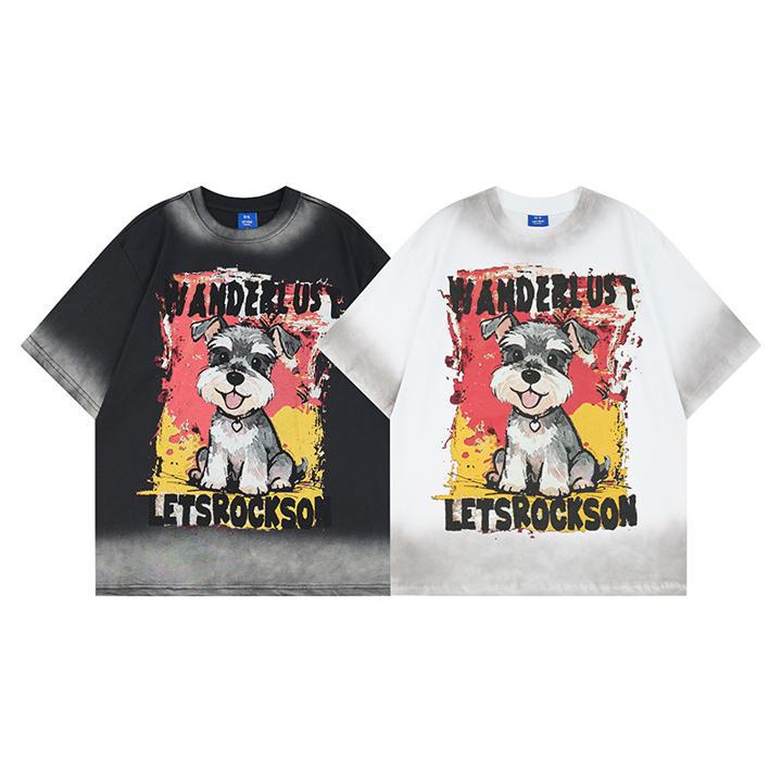 Cartoon Dog Printed Short Sleeve T-shirt