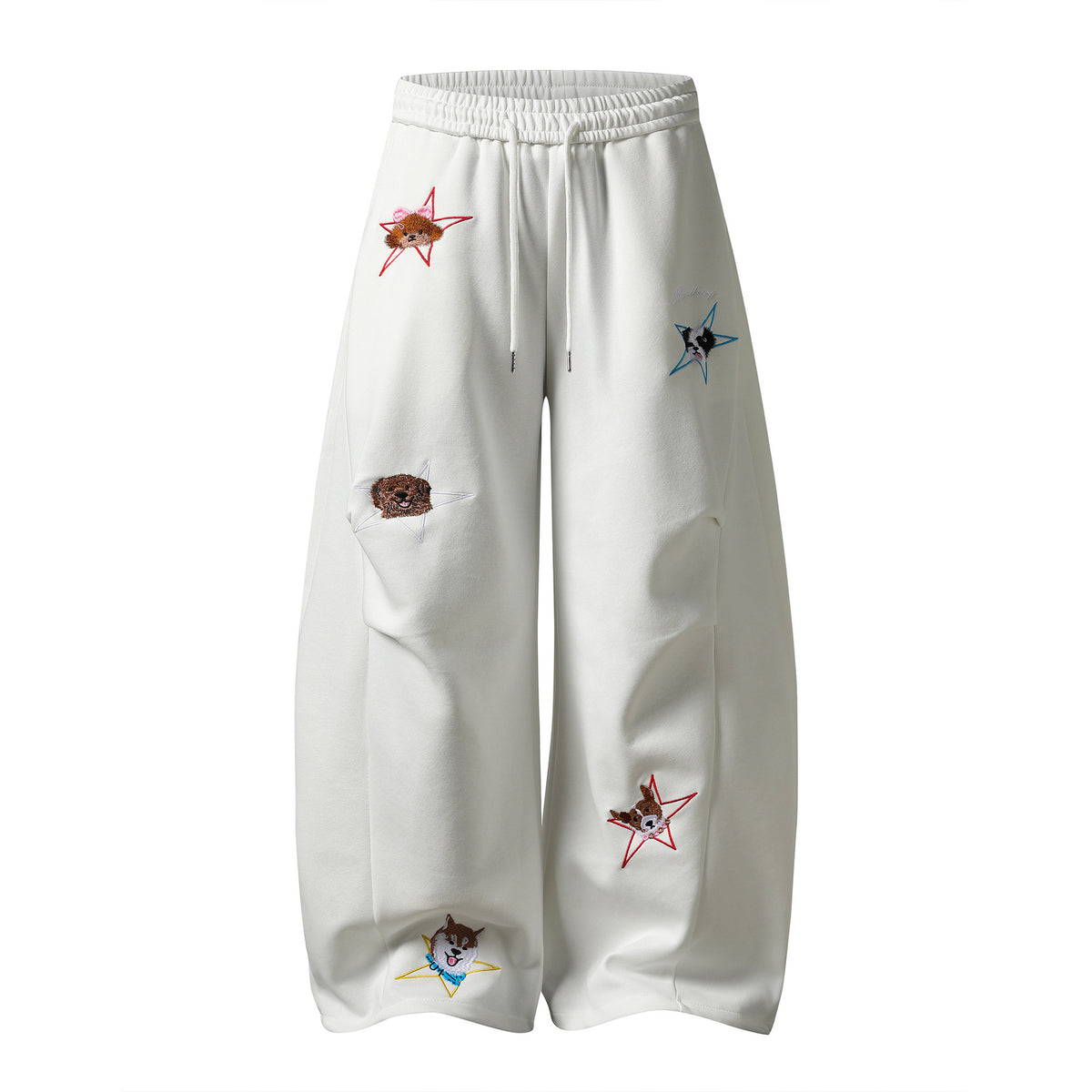 Retro star dog embroidered casual sweatpants
