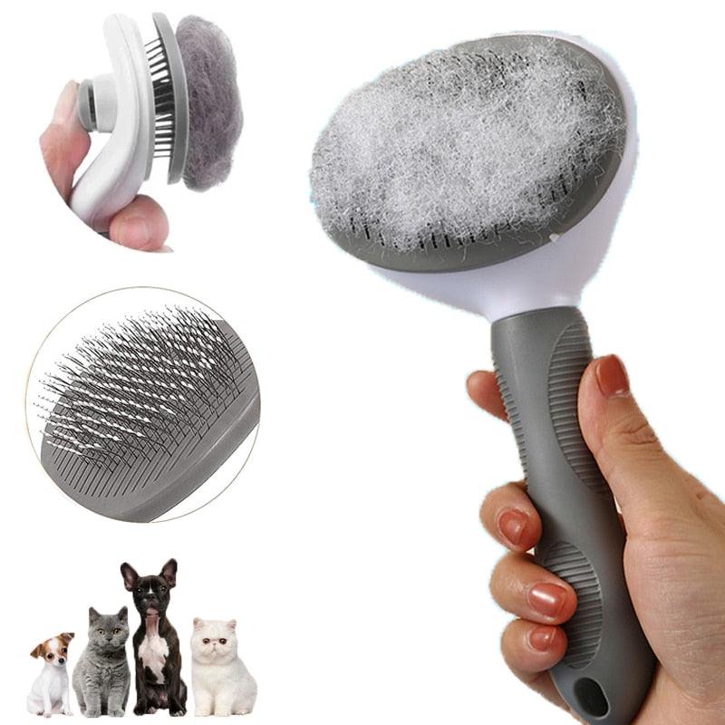 Pet Hair Remover Comb .Grooming Tools  Supplies Stainless Steel Beauty Massage Comb  Brush for Long and Short Hair with Self-Cleaning Brush