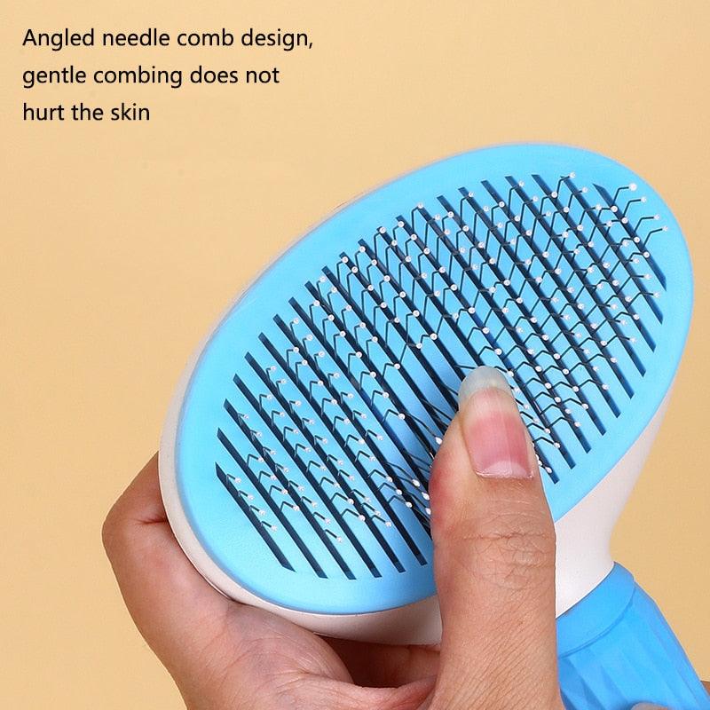 Pet Hair Remover Comb .Grooming Tools  Supplies Stainless Steel Beauty Massage Comb  Brush for Long and Short Hair with Self-Cleaning Brush