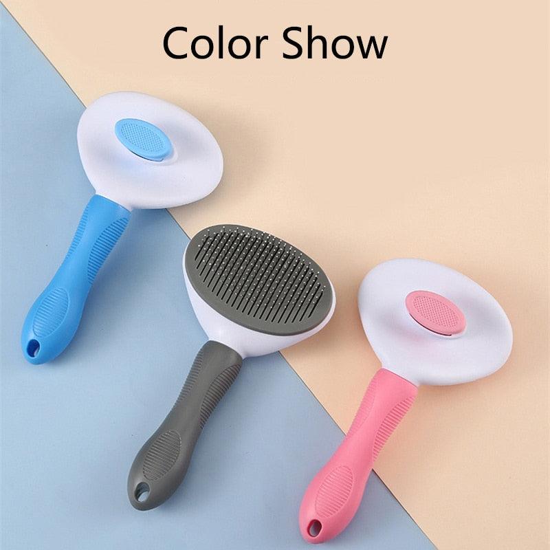 Pet Hair Remover Comb .Grooming Tools  Supplies Stainless Steel Beauty Massage Comb  Brush for Long and Short Hair with Self-Cleaning Brush