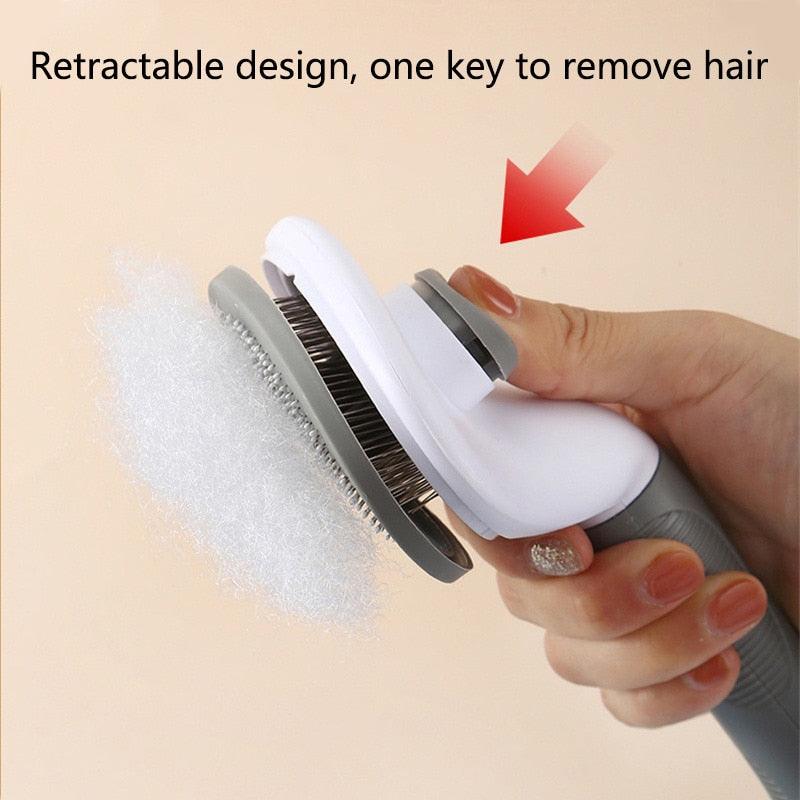 Pet Hair Remover Comb .Grooming Tools  Supplies Stainless Steel Beauty Massage Comb  Brush for Long and Short Hair with Self-Cleaning Brush
