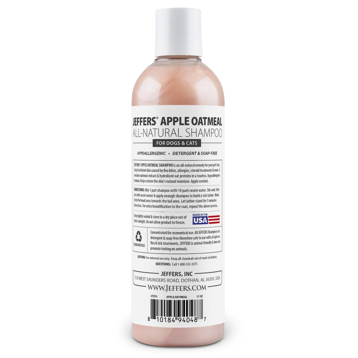 Jeffers Apple Oatmeal Shampoo – All-Natural, Hypoallergenic for Dogs & Cats