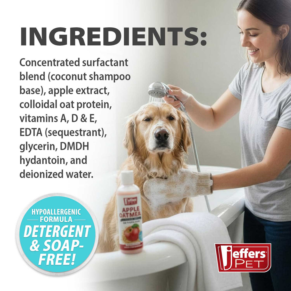 Jeffers Apple Oatmeal Shampoo – All-Natural, Hypoallergenic for Dogs & Cats