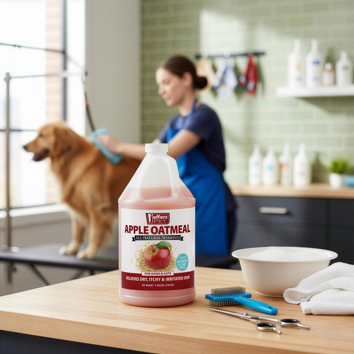 Jeffers Apple Oatmeal Shampoo – All-Natural, Hypoallergenic for Dogs & Cats